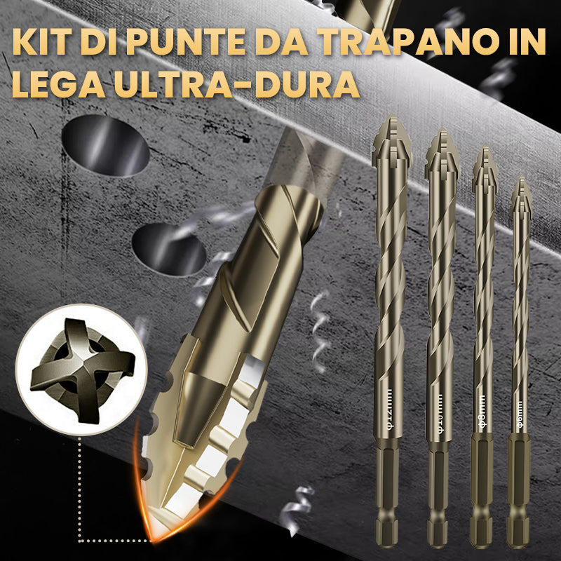 Ultimate Professional - Set di 5 punte da trapano multimateriale, 5,6,8,10 mm, esagonale, 9 rotanti e ad impatto, multiuso, per mattoni, piastrelle, legno, plastica, metallo, 5,6,8,10 mm