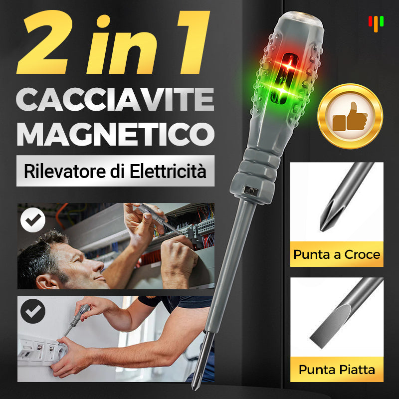 Cacciavite Tester Tensione 2 In 1 - Penna Rilevatore Voltaggio Con Punte Magnetiche, Per Elettricità Fai-da-te - Foto 8