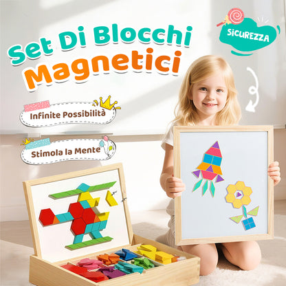Set di puzzle con blocchi magnetici in legno