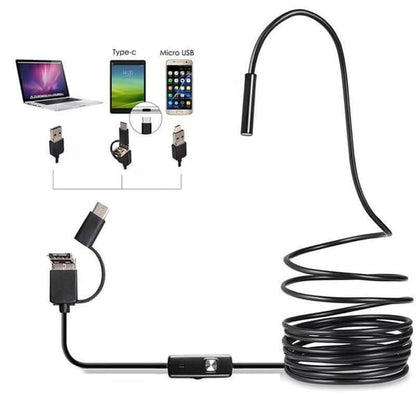🔍 57% DI SCONTO! ✨ ENDOSCOPIO 3-IN-1 - 2.0MP HD con 6 luci LED, IP67 impermeabile, compatibile con smartphone per ispezioni domestiche e progetti fai-da-te 📱🛠️