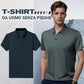 T-shirt da Uomo Casual Traspirante e Antipiega con Colletto a Revers