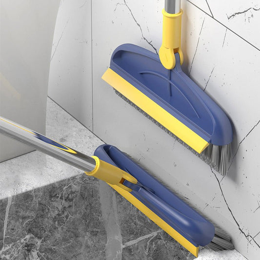 Spazzola per pavimenti 2 in 1 con setole rigide rotanti a 180° e manico lungo