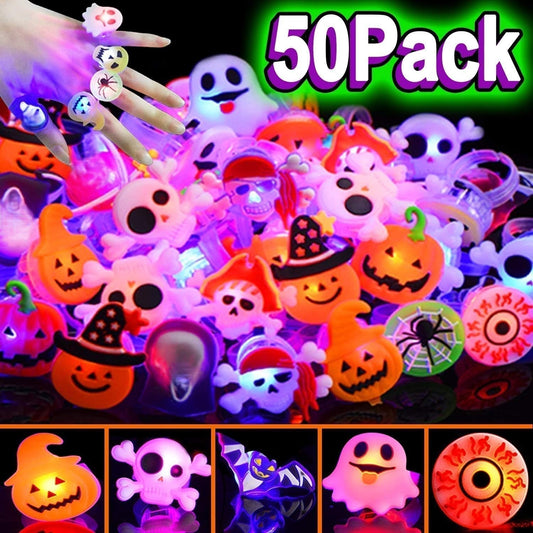 🎁 Anello Luminoso a LED per Halloween 😍 - Confezione da 50 pz