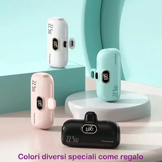 🔋⚡Mini Power Bank 5000mAh 📱✨ - Ricarica Rapida 22,5W | Display Digitale | Per iPhone & Android | 4 Colori | 50% DI SCONTO 🔥