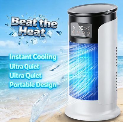 Bianco ❄️ Nuovo condizionatore d'aria evaporativo - Ventilatore da tavolo USB compatto, raffreddatore personale, velocità della ventola regolabile, funzione timer, design silenzioso, adatto per casa, viaggi e raffreddamento di piccoli ambienti esterni.