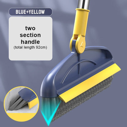 Spazzola per pavimenti 2 in 1 con setole rigide rotanti a 180° e manico lungo