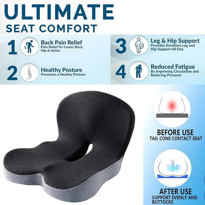 💎 55% DI SCONTO! 💎 Cuscino antiscivolo in schiuma memory – allevia i disturbi del nervo sciatico, rete traspirante e universalmente adatto per auto, ufficio e sedia a rotelle