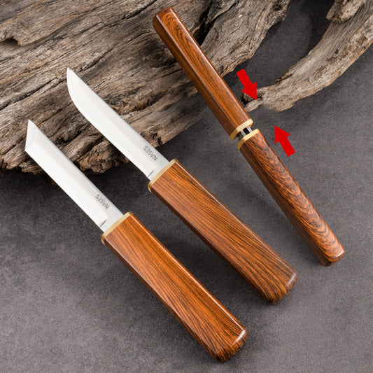 Set 2 in 1 di Coltelli Doppio con Manico in Legno