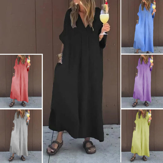 🔥Offerta speciale - 50% di sconto👗Abito casual fluido con scollo a V per donna