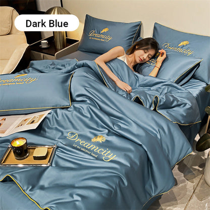 💖 Saldi imperdibili - 50% di sconto💖 ❄️ Set da letto estivo in seta ghiacciata, quattro pezzi🛏️