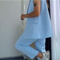 Completo da Donna alla Moda con Blazer Senza Maniche e Pantaloni a Vita Alta