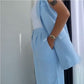Completo da Donna alla Moda con Blazer Senza Maniche e Pantaloni a Vita Alta