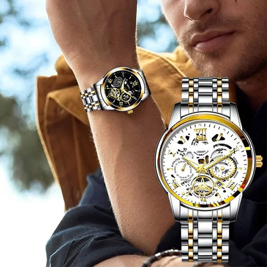 🎄 Saldi Natalizi: 50% DI SCONTO! ⌚ Orologio Meccanico Automatico da Uomo – Scheletro Romano Impermeabile, Cassa in Acciaio Inossidabile & Movimento a Carica Automatica ⚙️✨📦