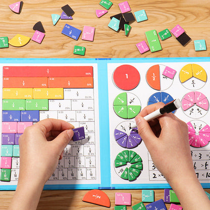 🔥🏅 Ultimo giorno -50%! Libro Magnetico Montessori Puzzle delle Frazioni – 106 pezzi educativi + penna, per imparare giocando a casa!