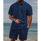 👔🌞 SCONTO DEL 56%! Set da uomo a due pezzi con motivo a rombi: camicia a maniche corte e pantaloncini con coulisse – traspirante, antigrinze e perfetto per le giornate calde 💎