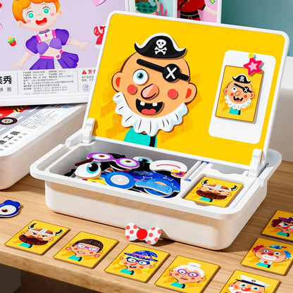 Scatola Puzzle Magnetica per Bambini con Giochi e Lavagna da Disegno