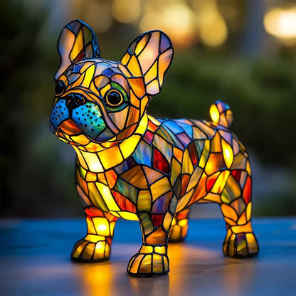 Lampada da tavolo a LED a forma di statua di cucciolo con blocchi di colore