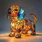 Lampada da tavolo a LED a forma di statua di cucciolo con blocchi di colore