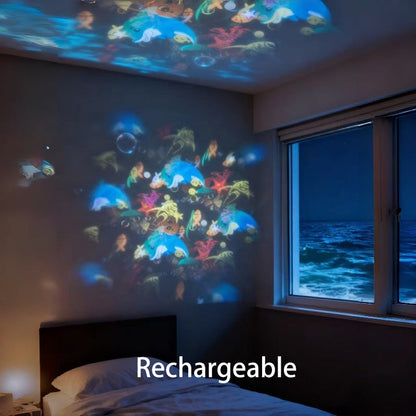 🌊 SCONTO DEL 50%! ✨ Proiettore magico – Immagini luminose rotanti e dinamiche, perfetto per finestre e pareti, crea un'atmosfera magica 🐠