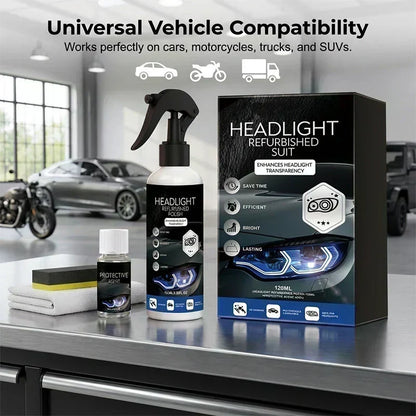 🚗 Kit Ripristino e Lucidatura Fari Auto ✨ | Elimina Ingiallimento e Opacità 💡 | Formula Senza Carteggiatura con Protezione UV 🛡️ | Set Completo 100ml + 20ml