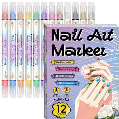 Set Pennarelli Nail Art a Doppia Punta per Decorazione Unghie