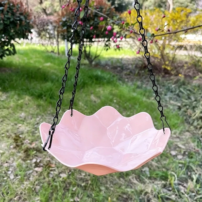 Vassoio decorativo sospeso per mangiatoia per uccelli con fiori