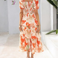 🔥Ultimo giorno di saldi: 50% di sconto🔥 Abito lungo da donna in chiffon a balze con motivo floreale - Maniche corte e scollo quadrato