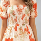 🔥Ultimo giorno di saldi: 50% di sconto🔥 Abito lungo da donna in chiffon a balze con motivo floreale - Maniche corte e scollo quadrato