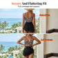 Costume intero a vestito da donna a blocchi di colore con design incrociato