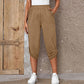 Pantaloni capri da donna casual con elastico in vita