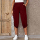 Pantaloni capri da donna casual con elastico in vita