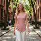 T-shirt da donna casual a maniche corte con scollo a V.