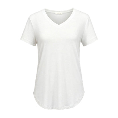 T-shirt da donna casual a maniche corte con scollo a V.
