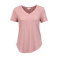 T-shirt da donna casual a maniche corte con scollo a V.