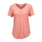 T-shirt da donna casual a maniche corte con scollo a V.