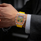 📢📢40% DI SCONTO!! ⏰ Orologio da uomo di lusso a forma di tonneau con decorazioni in strass
