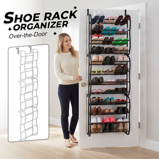 👟SCONTO DEL 50% ORA! 🏆 Scarpiera da appendere alla porta – 24 tasche e installazione senza attrezzi – Adatta a porte standard, può contenere fino a 24 paia di scarpe – perfetta per l'ingresso o l'armadio 🚪✨