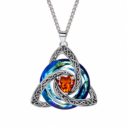 💎 Collana con Nodo Celtico e Pietra Natale a Cuore 💖 | Ciondolo in Zircone con Catena Regolabile 45+5cm ✨ | Regalo Romantico e Simbolico per Lei (12 Mesi Portafortuna) 🎁🪢