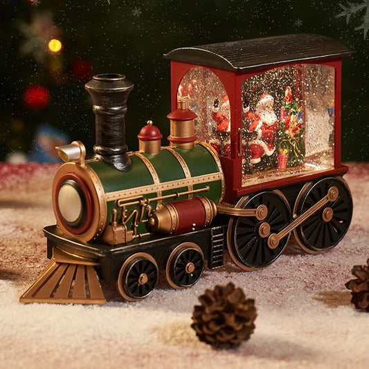 🎅Ornamento della sfera di cristallo del treno del regalo di Natale